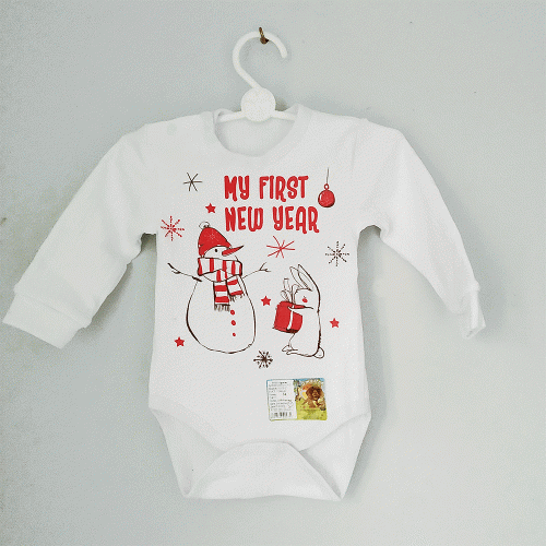 Новорічний білий боді, рубчик з начосом за 73 грн