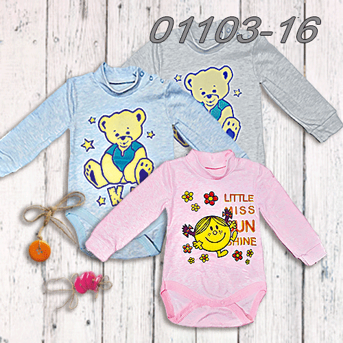 Боді з друком, довгий рукав, інтерлок с начосом за 68 грн